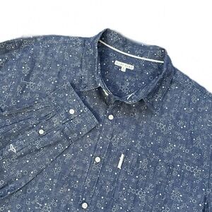 Marc Ecko Men's Blue Chemistry Molecule Print Button-Down Shirt Long‎ Sleeve XL